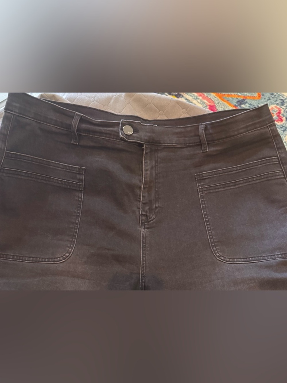 High-Waist Black Front-Pocket Jeans